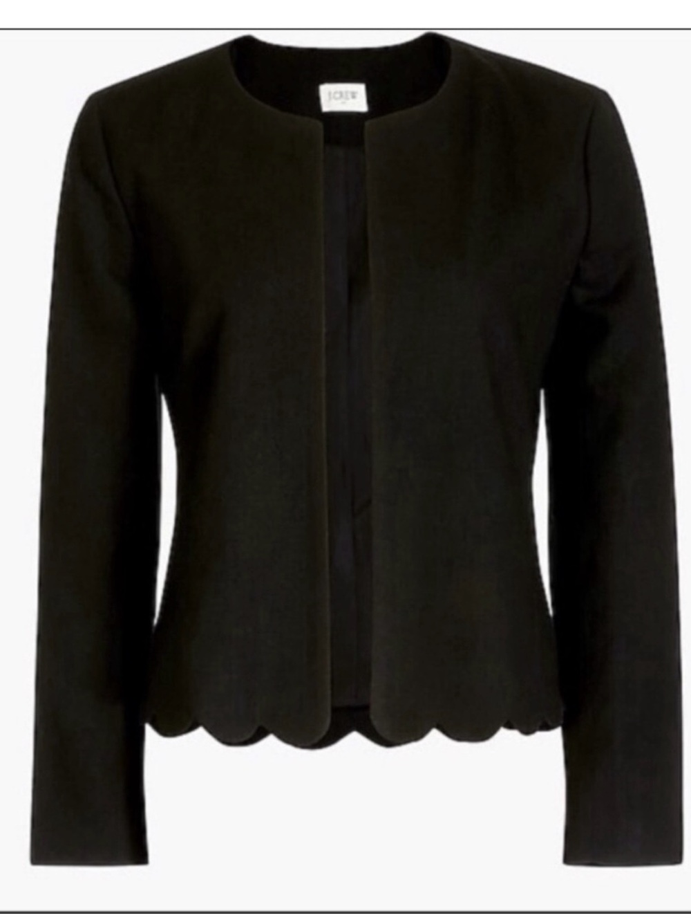 J. Crew Factory Black Scalloped Linen Blend Blazer/Lady Jacket, size XXS